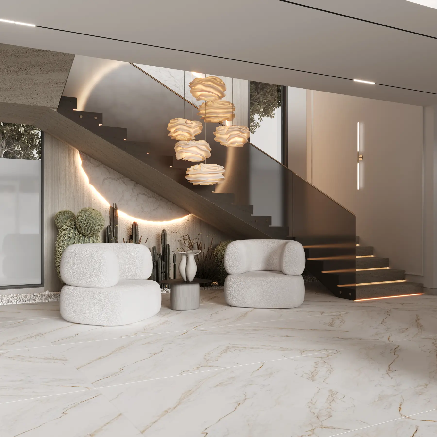 Private residence staircase and lounge