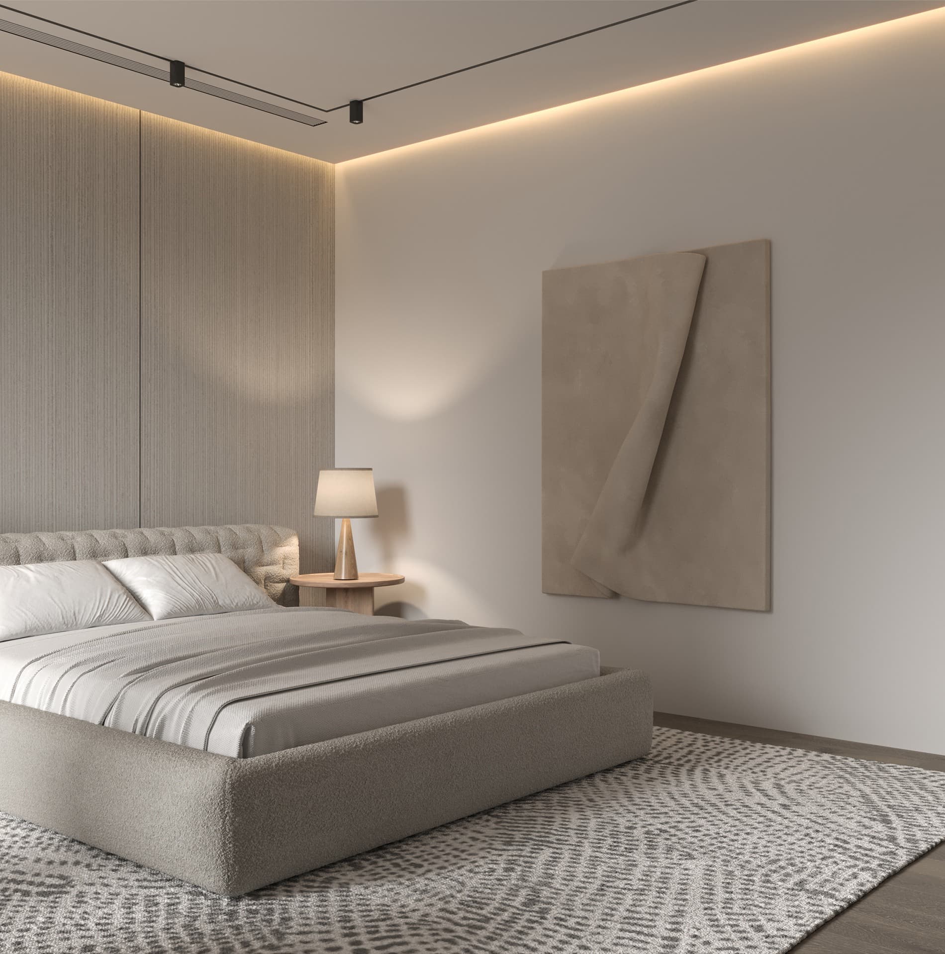 Bed and artwork composition
