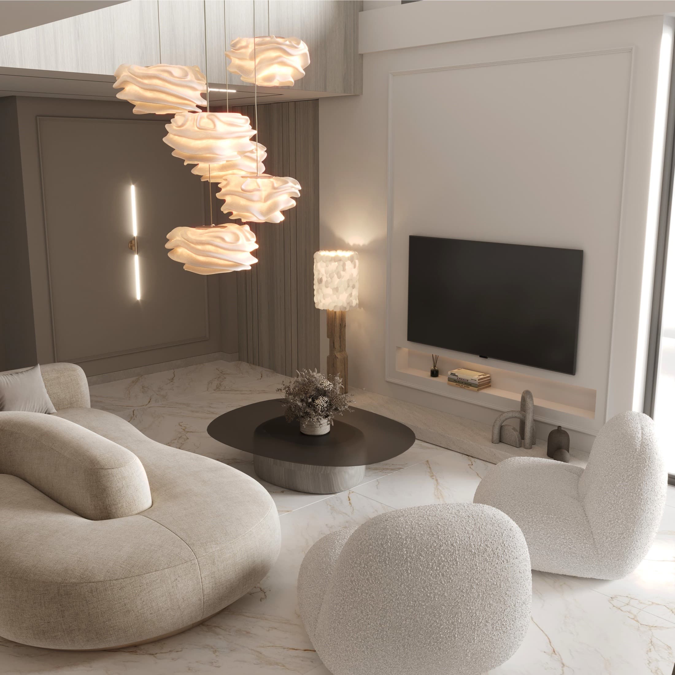 Sculptural lounge composition