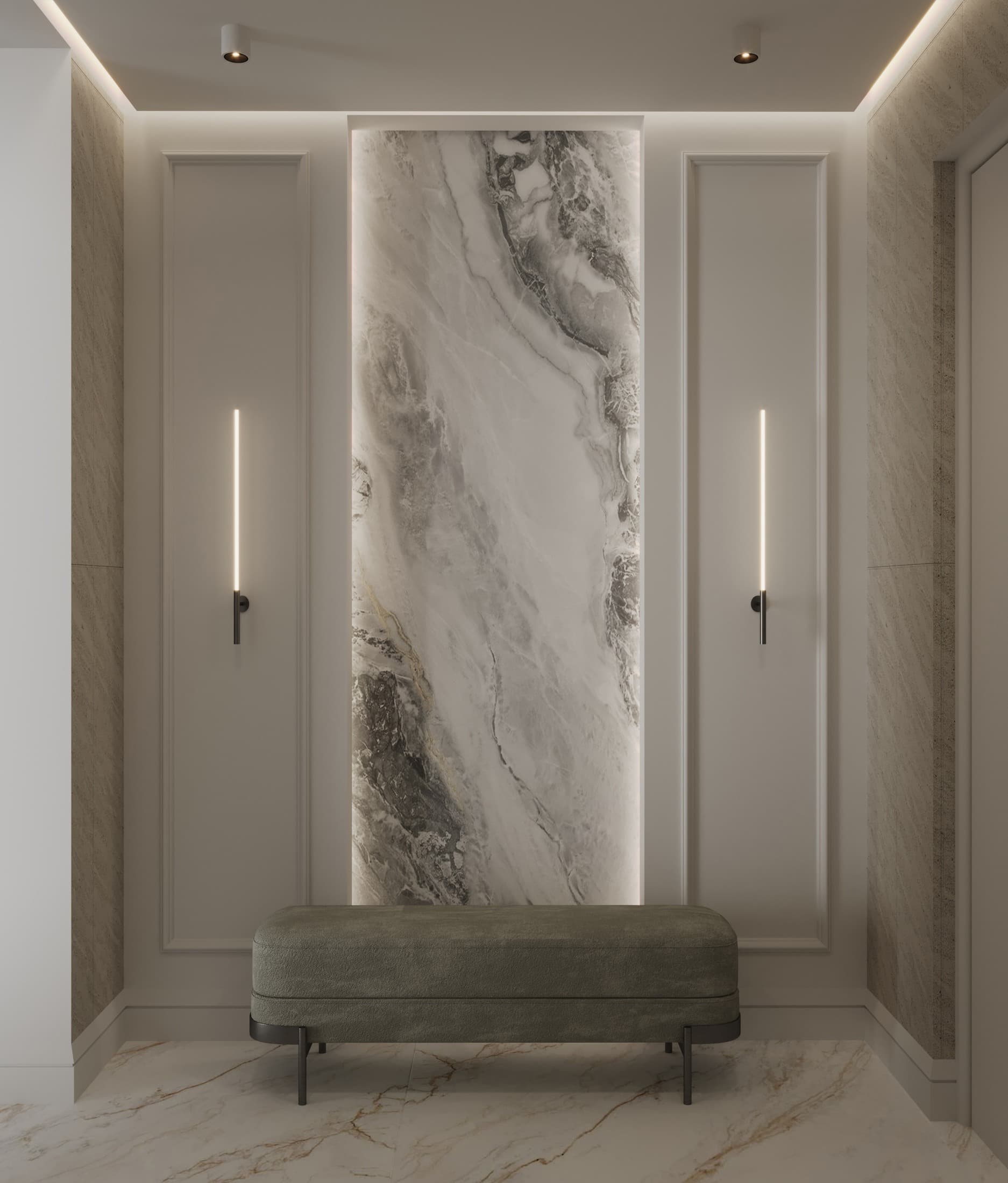 Feature stone wall and bench