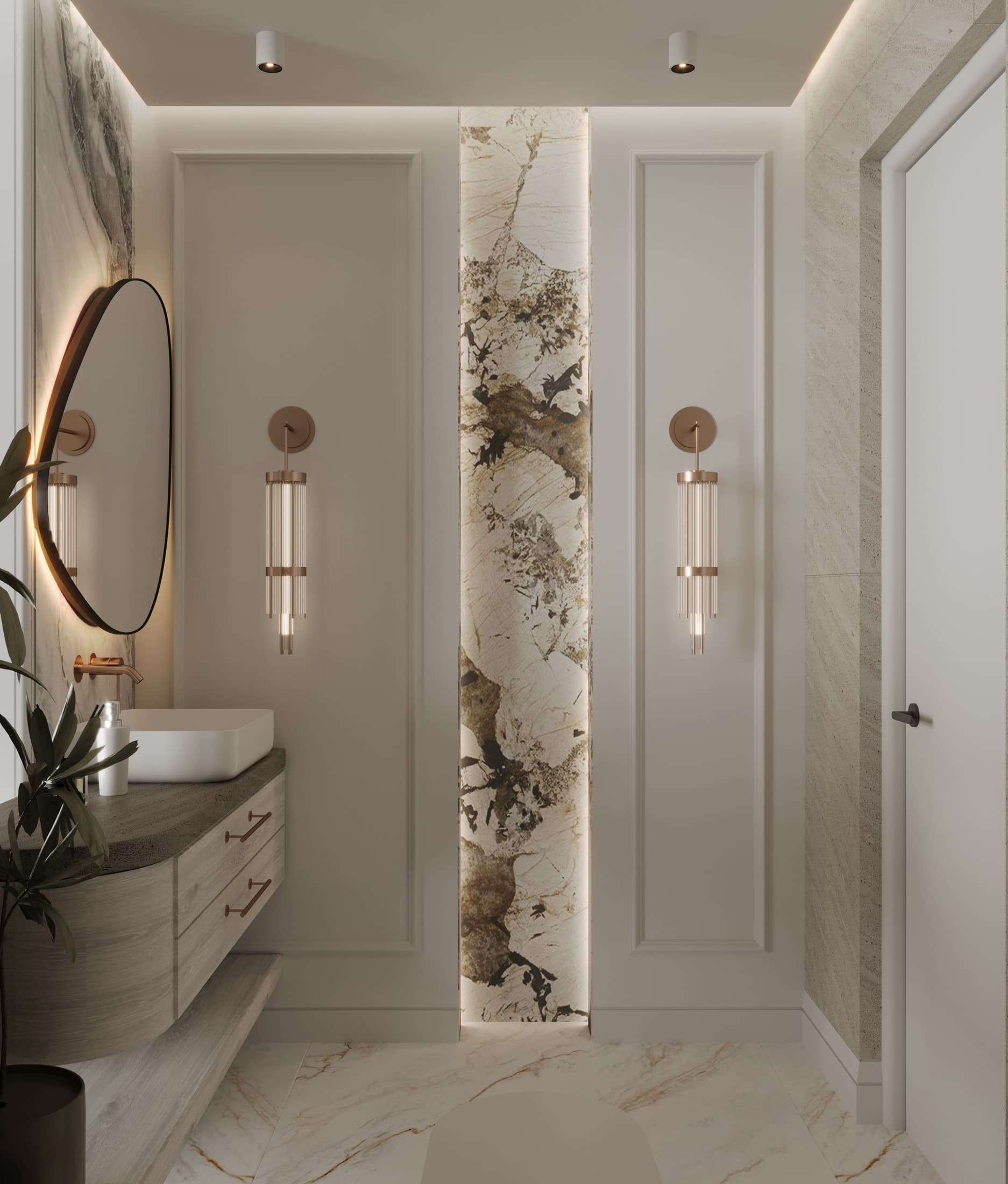 Vanity and doorway composition