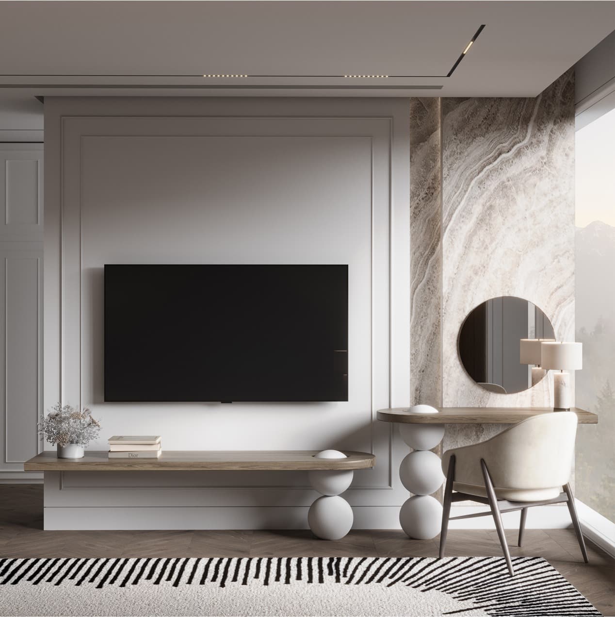 Media wall and vanity