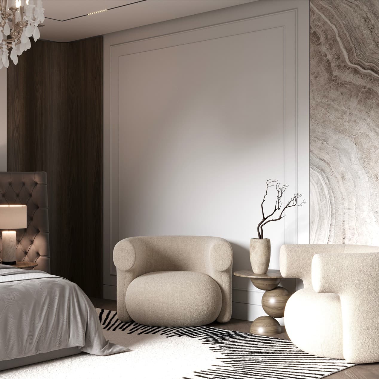 Lounge corner and stone detail