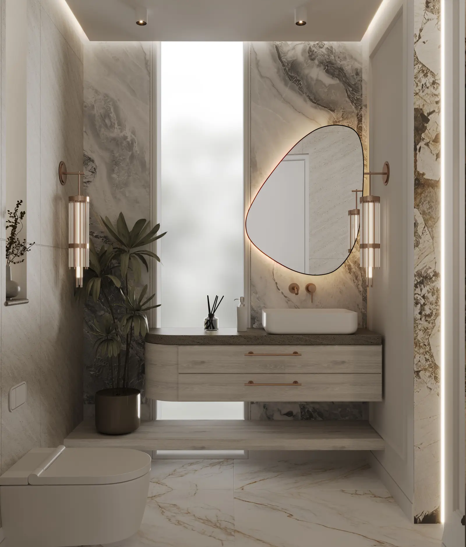 Bespoke marble washroom detail